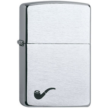Zippo chrome brushed with pipe inclusief graveren